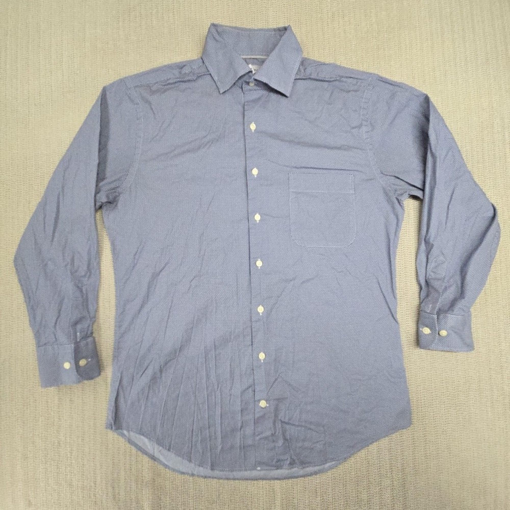 Peter Millar Shirt Mens Medium Blue Geometric Long Sleeve Button Up Stretch